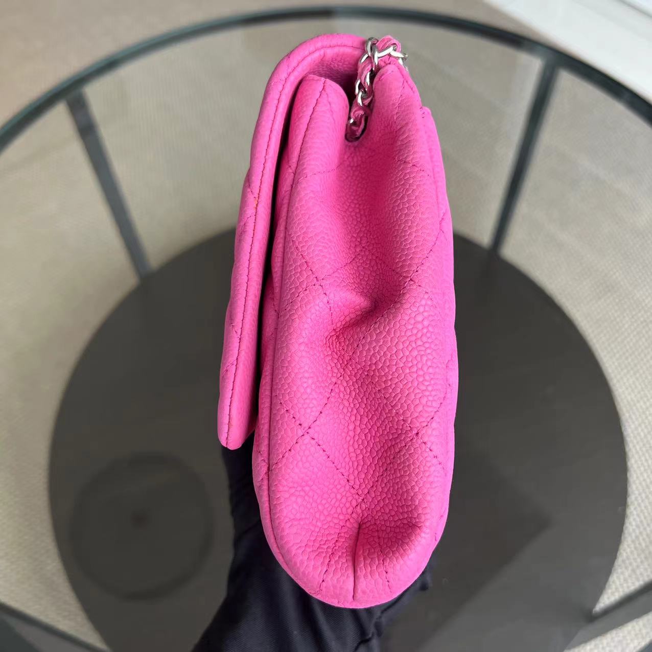 Caviar Timeless Classic Flap Clutch Quilted Calfskin Hot Pink SHW No 18