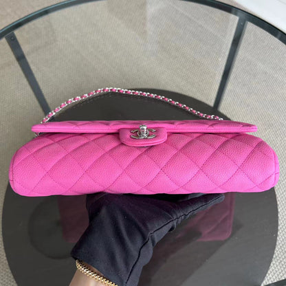 Caviar Timeless Classic Flap Clutch Quilted Calfskin Hot Pink SHW No 18