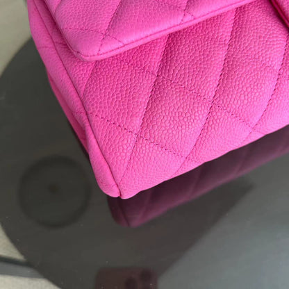 Caviar Timeless Classic Flap Clutch Quilted Calfskin Hot Pink SHW No 18