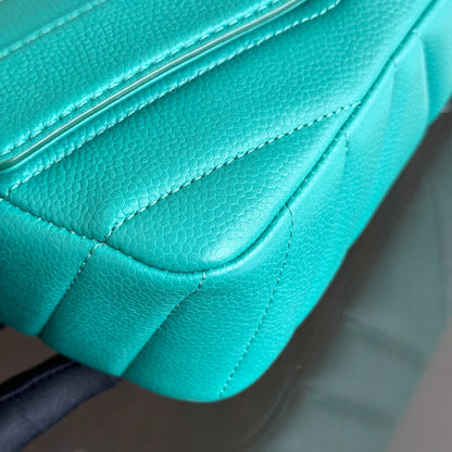 Caviar V Stitch Chevron Mini Square Green Blue SHW No 24