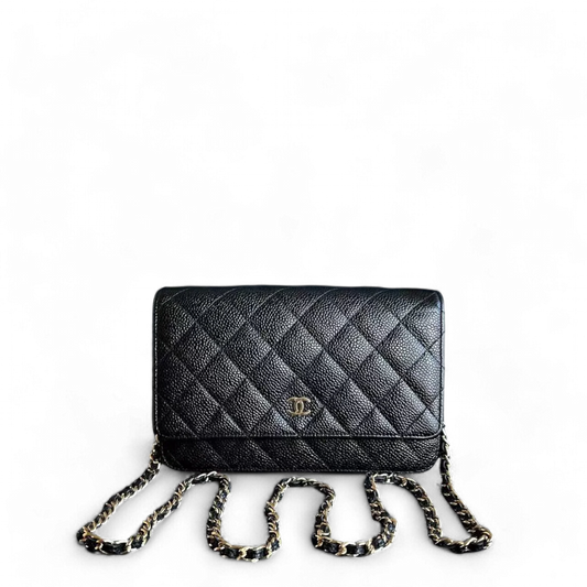 Chanel Caviar WOC Wallet On Chain Quilted Calfskin Black GHW No 18
