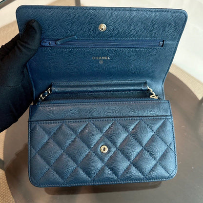Caviar WOC Wallet On Chain Quilted Calfskin Dark Blue SHW No 23