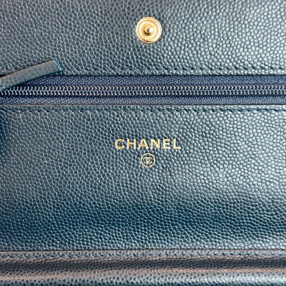 Caviar WOC Wallet On Chain Quilted Calfskin Dark Blue SHW No 23