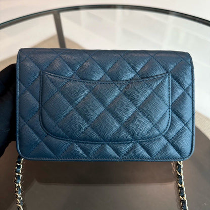 Caviar WOC Wallet On Chain Quilted Calfskin Dark Blue SHW No 23