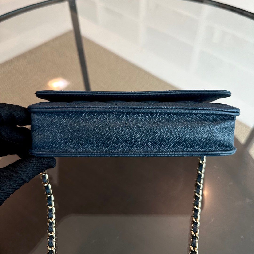 Caviar WOC Wallet On Chain Quilted Calfskin Dark Blue SHW No 23