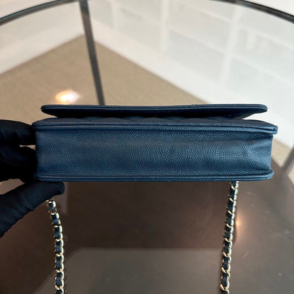 Caviar WOC Wallet On Chain Quilted Calfskin Dark Blue SHW No 23