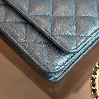 Caviar WOC Wallet On Chain Quilted Calfskin Dark Blue SHW No 23