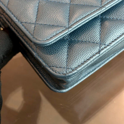 Caviar WOC Wallet On Chain Quilted Calfskin Dark Blue SHW No 23
