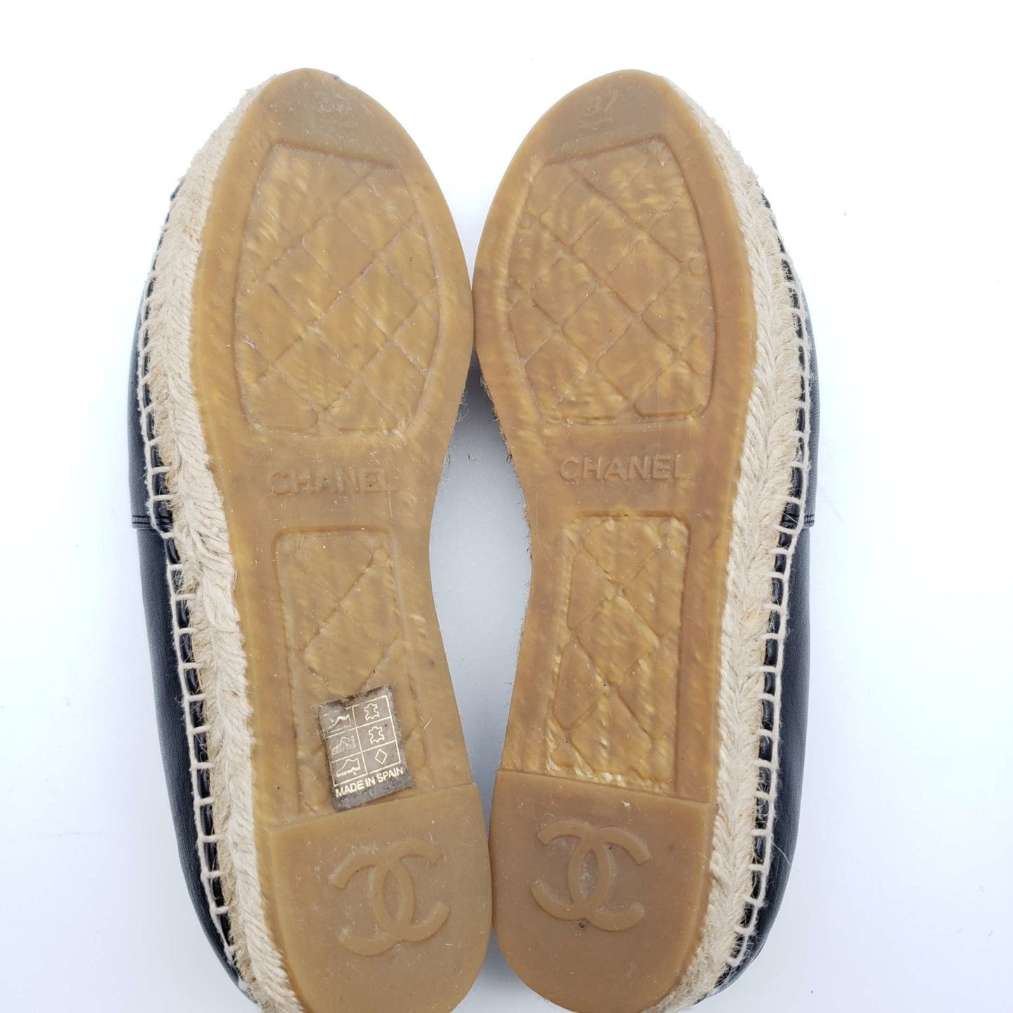 Chanel CC Lambskin Black Espadrille Shoes