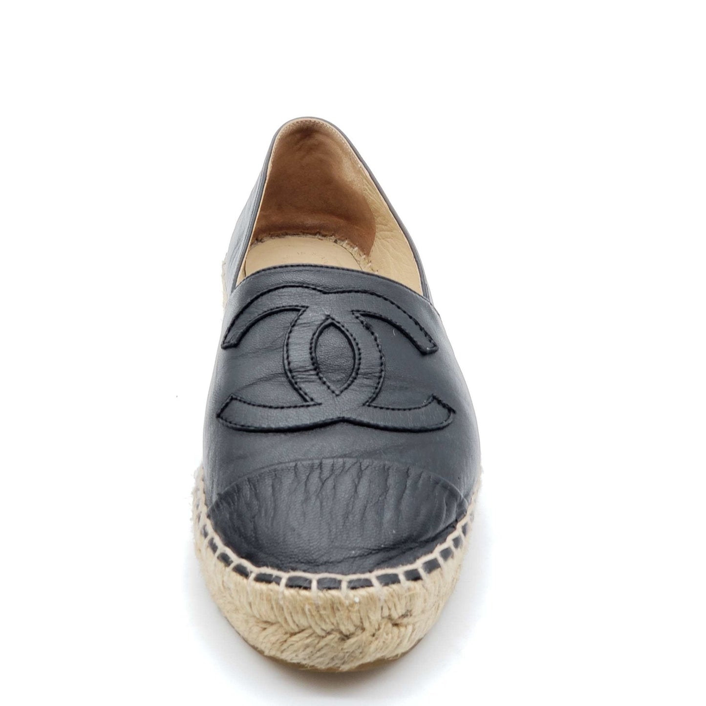 Chanel CC Lambskin Black Espadrille Shoes