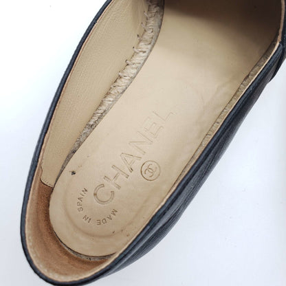 Chanel CC Lambskin Black Espadrille Shoes