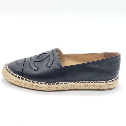 Chanel CC Lambskin Black Espadrille Shoes