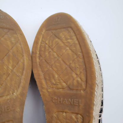 Chanel CC Lambskin Black Espadrille Shoes