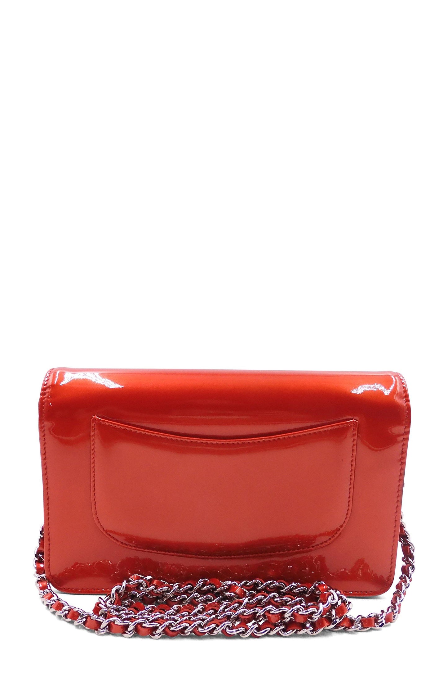 CC Wallet on Chain Strass Embellished Patent Red