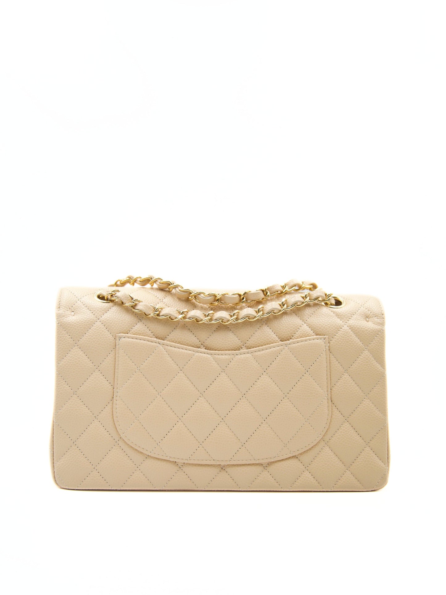 CHANEL MEDIUM CLASSIC FLAP BAG BEIGE Caviar Leather with Gold-tone Hardware