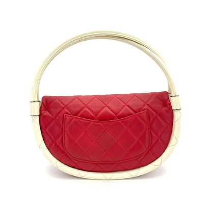 Chanel Vintage Hula Hoop Handbag Red / White Lambskin RHW #18 90245797