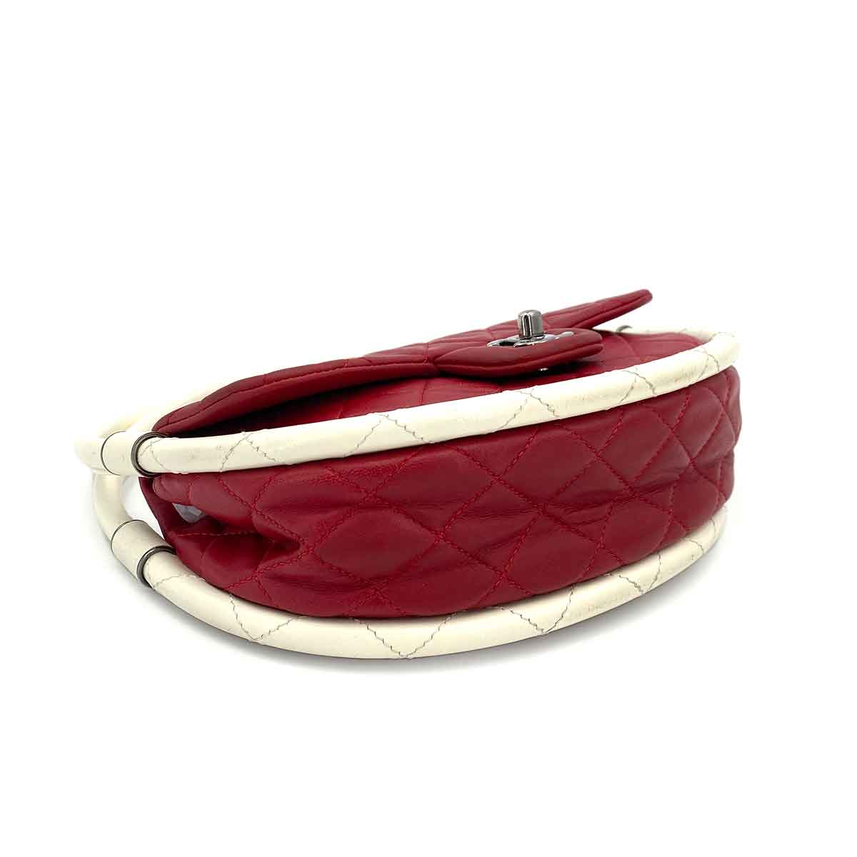 Chanel Vintage Hula Hoop Handbag Red / White Lambskin RHW #18 90245797
