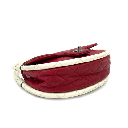 Chanel Vintage Hula Hoop Handbag Red / White Lambskin RHW #18 90245797