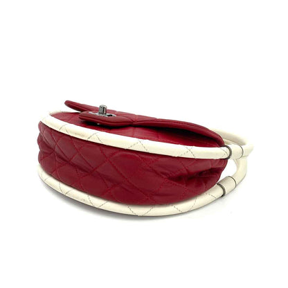 Chanel Vintage Hula Hoop Handbag Red / White Lambskin RHW #18 90245797
