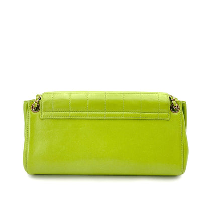 CHANEL VINTAGE 2.55 CHOCOLATE BAR CHAIN SHOULDER BAG GREEN LAMB SKIN 90246923