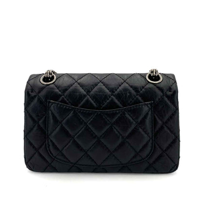 CHANEL VINTAGE 2.55 LUCKY CHARM CHAIN SHOULDER BAG BLACK CALF SKIN SHW 90245051