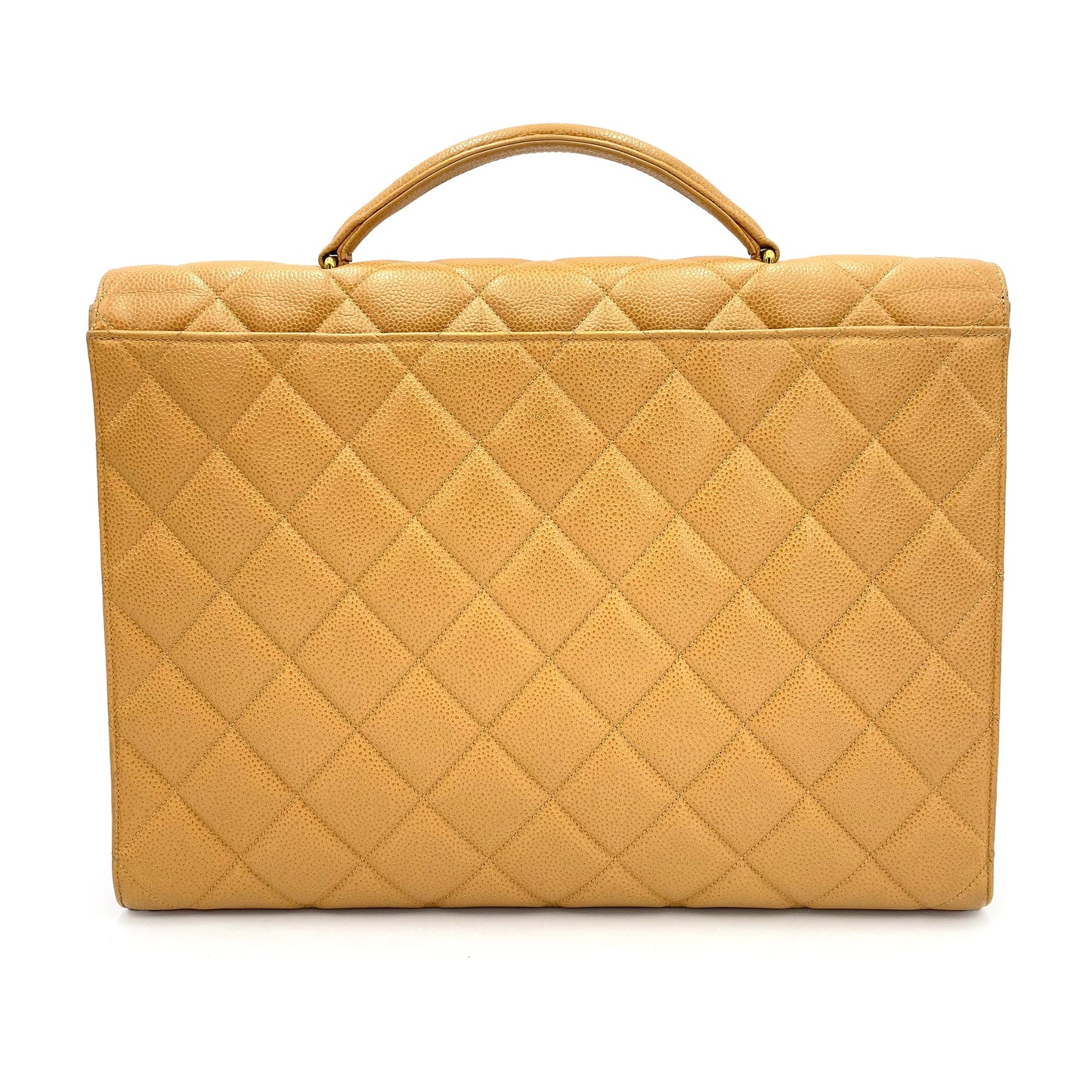 CHANEL VINTAGE BIG COCO BRIEF HAND BAG BEIGE CAVIAR SKIN 90241672