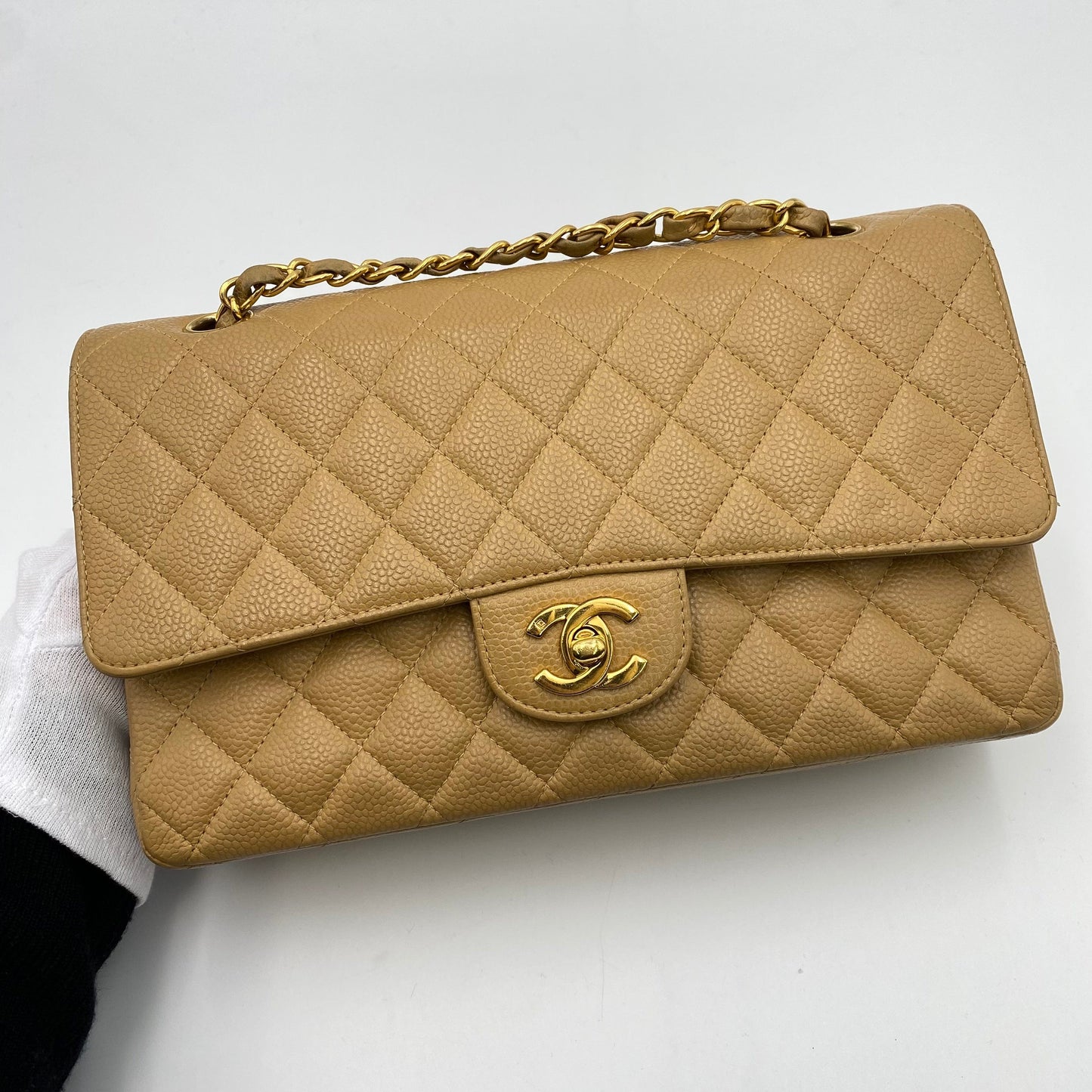 Chanel Vintage Classic Flap Medium Beige Caviar GHW #6 90202042