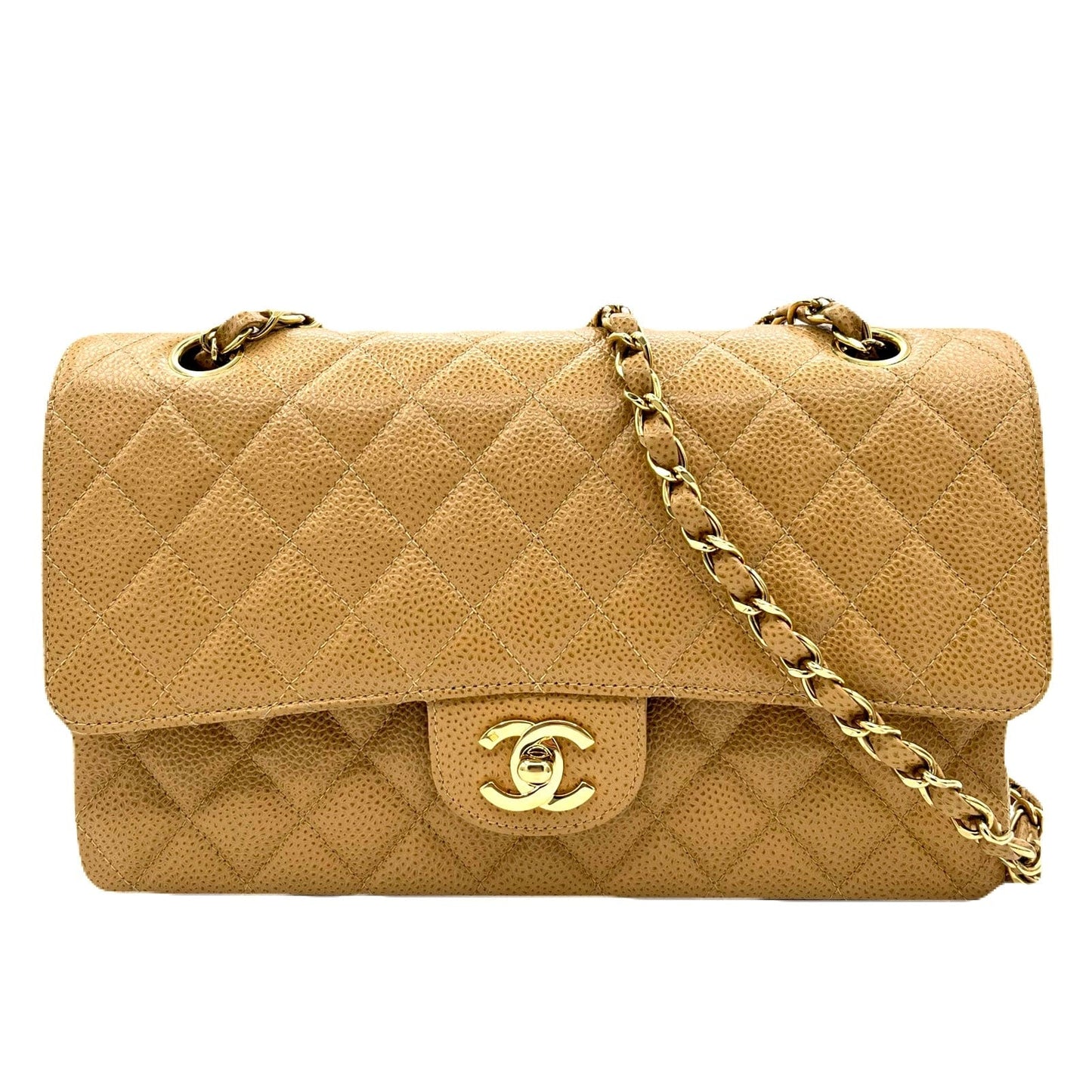 Chanel Vintage Classic Flap Medium Beige Caviar GHW #7 90223307