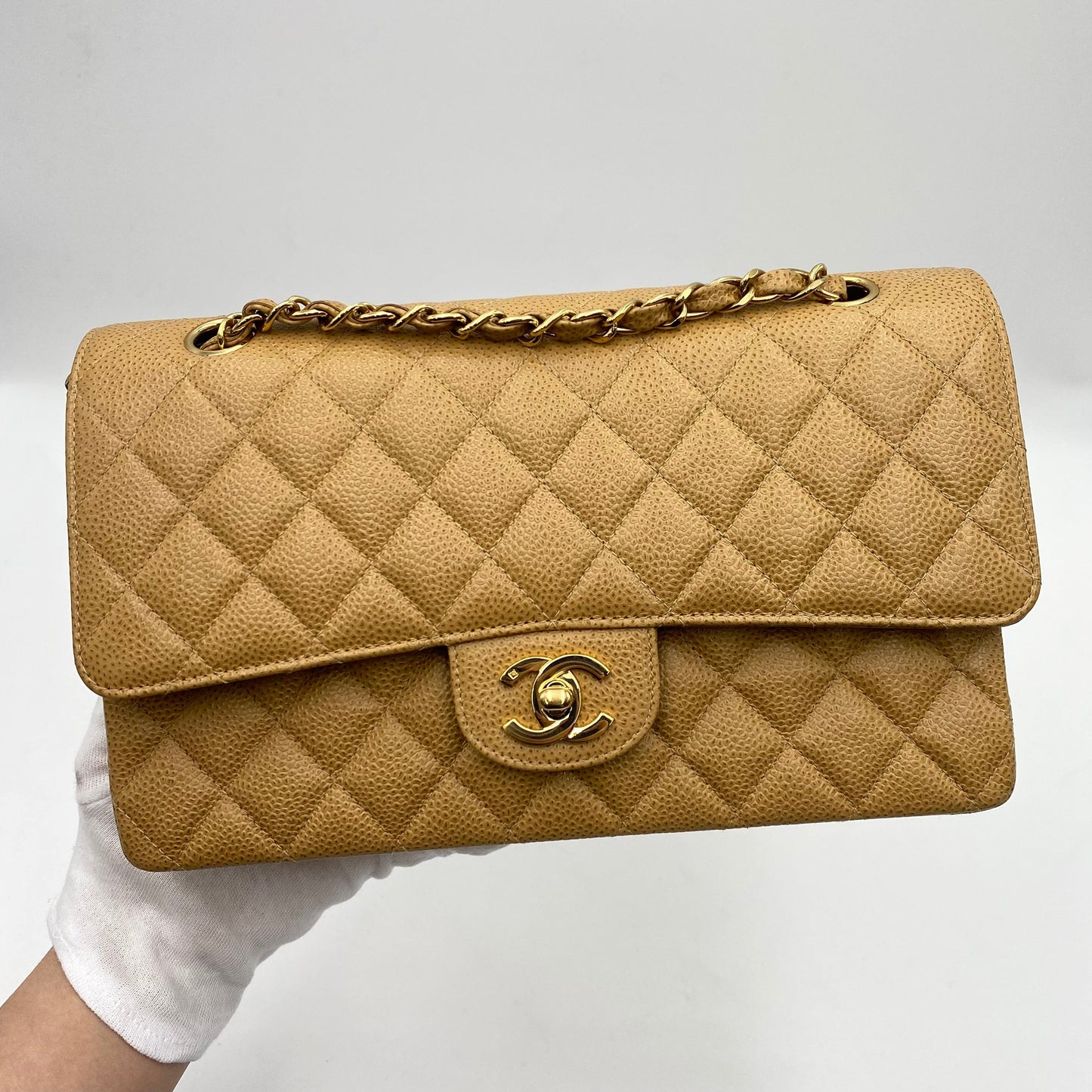 Chanel Vintage Classic Flap Medium Beige Caviar GHW #7 90223307