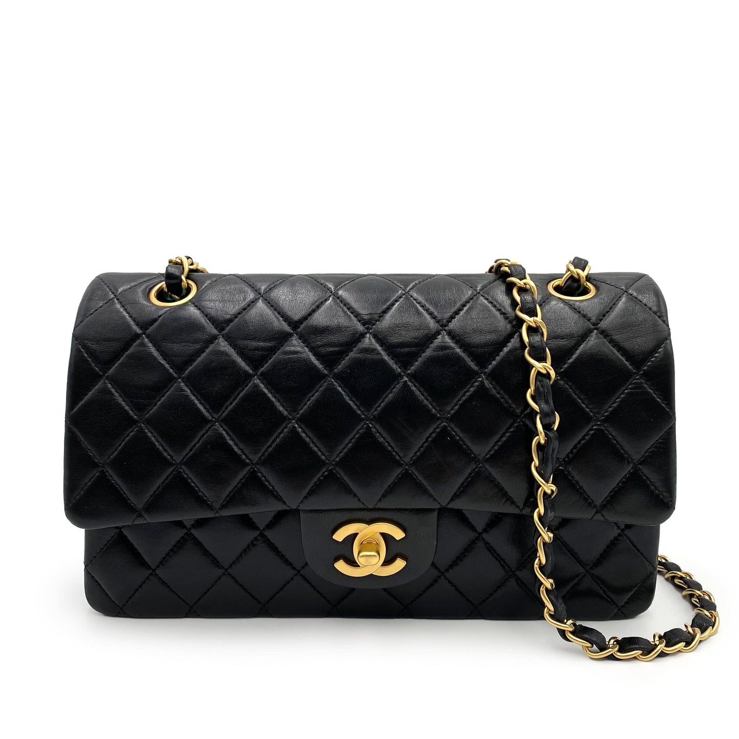 Chanel Vintage Classic Flap Medium Black Blue Lambskin GHW #6 90232178