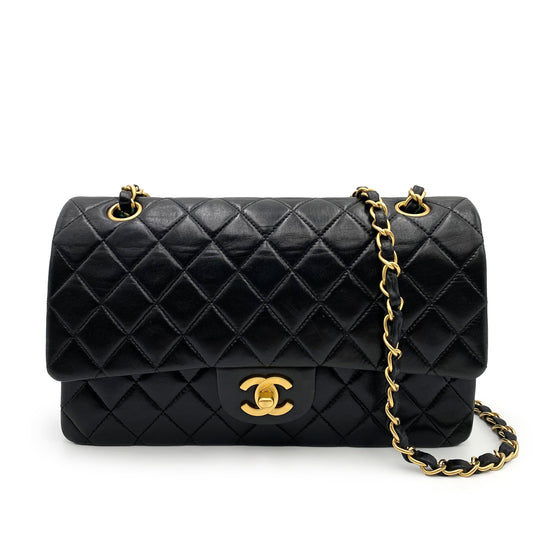Chanel Vintage Classic Flap Medium Black Blue Lambskin GHW #6 90232178
