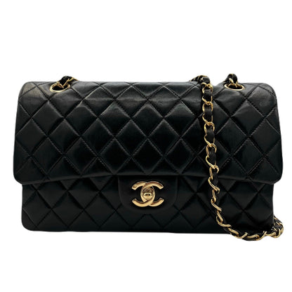 CHANEL VINTAGE CLASSIC FLAP MEDIUM CHAIN SHOULDER BAG BLACK LAMB SKIN 90221257