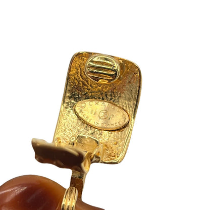 Chanel Vintage Earrings (Clip-On) Tortoiseshell Clover CC 95P 90215543