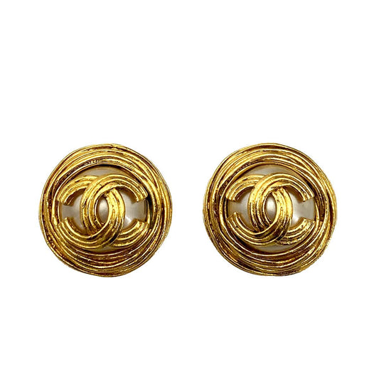 BROKEN - CHANEL VINTAGE EARRINGS ROUND COCOMARK PEARL ACCESSORY 94A 90256941