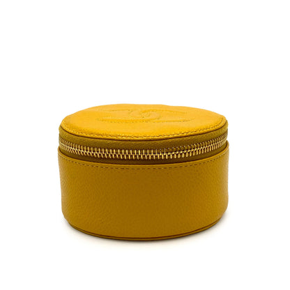CHANEL VINTAGE JEWELRY CASE POUCH YELLOW CAVIAR SKIN 90228450