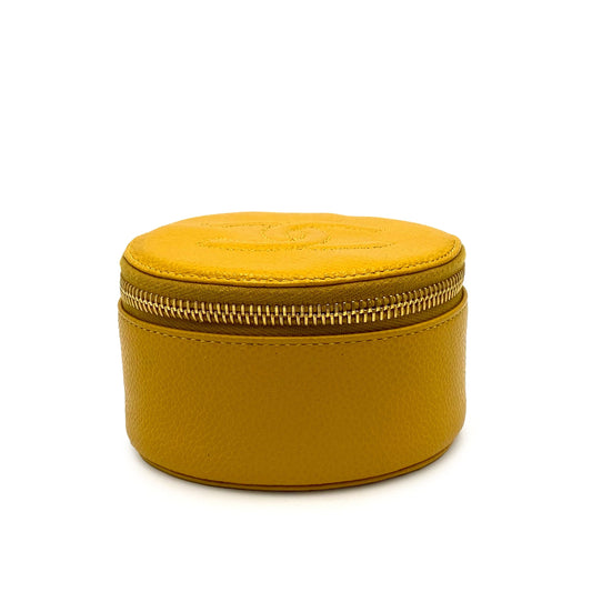 CHANEL VINTAGE JEWELRY CASE POUCH YELLOW CAVIAR SKIN 90228450