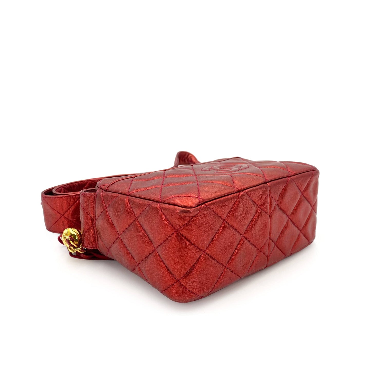 Chanel Vintage Fringe Camera Metallic Red  Lambskin GHW #2 90243230