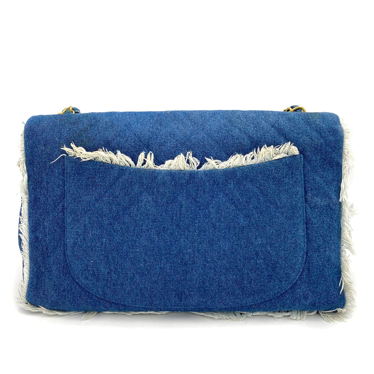 CHANEL VINTAGE MAXI MATELASSE 34 CHAIN SHOULDER BAG BLUE DENIM 90245553
