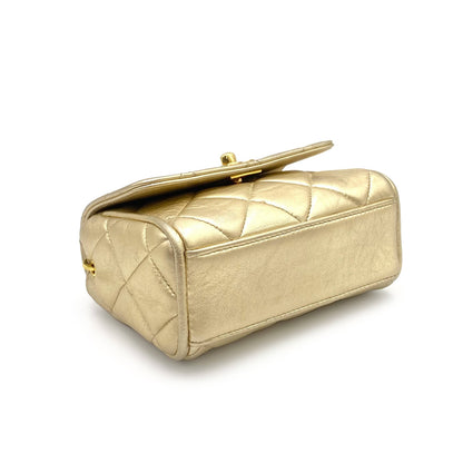 CHANEL VINTAGE MINI MATELASSE CHAIN SHOULDER BAG GOLD LAMB SKIN 90234531
