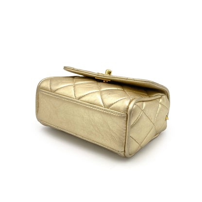 CHANEL VINTAGE MINI MATELASSE CHAIN SHOULDER BAG GOLD LAMB SKIN 90234531