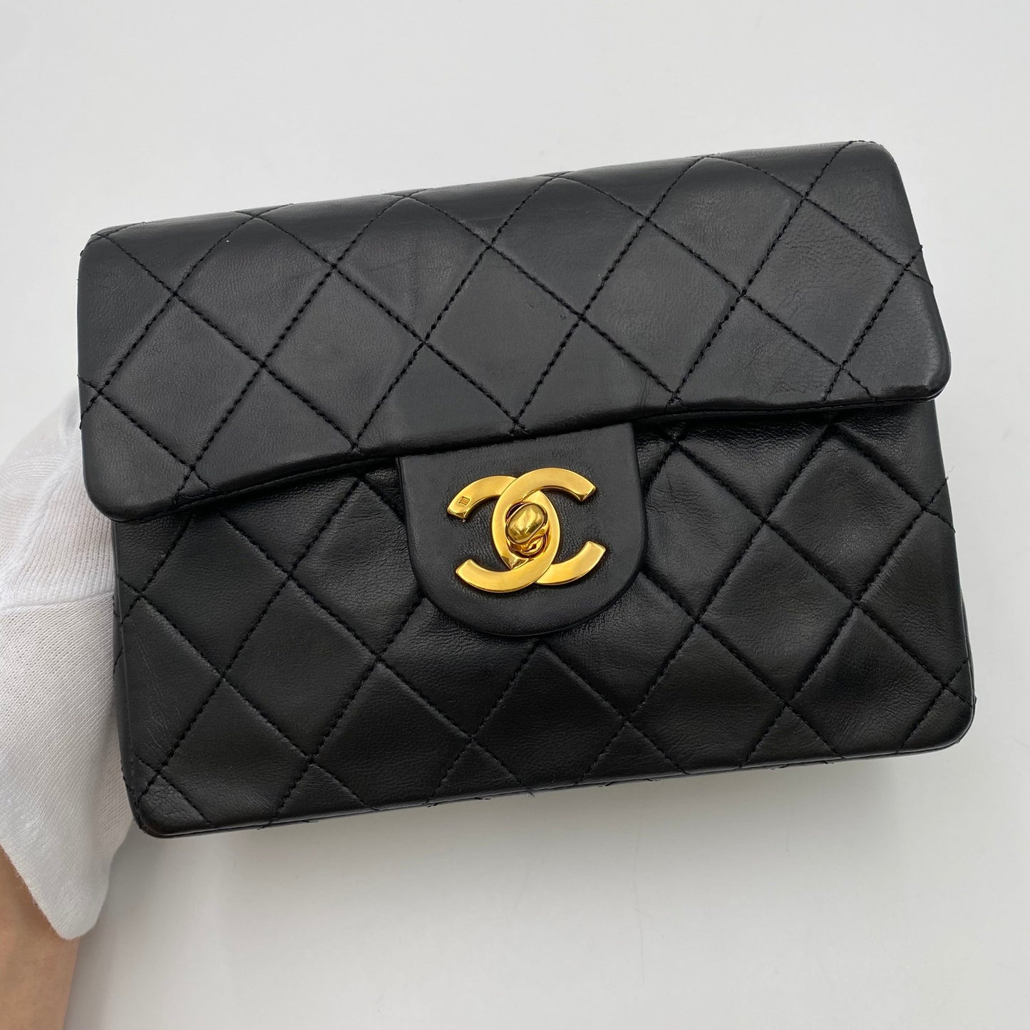 Chanel Vintage Mini Square Black Lambskin GHW #1