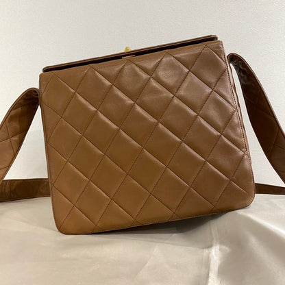 CHANEL VINTAGE SHOULDER BAG BROWN LAMB SKIN 90199511