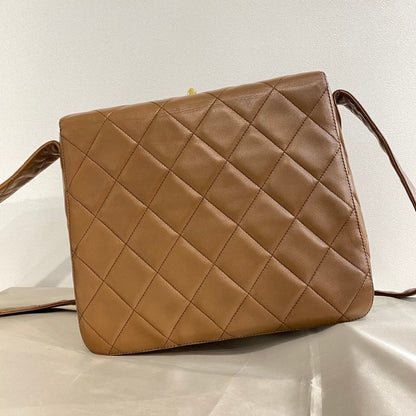 CHANEL VINTAGE SHOULDER BAG BROWN LAMB SKIN 90199511