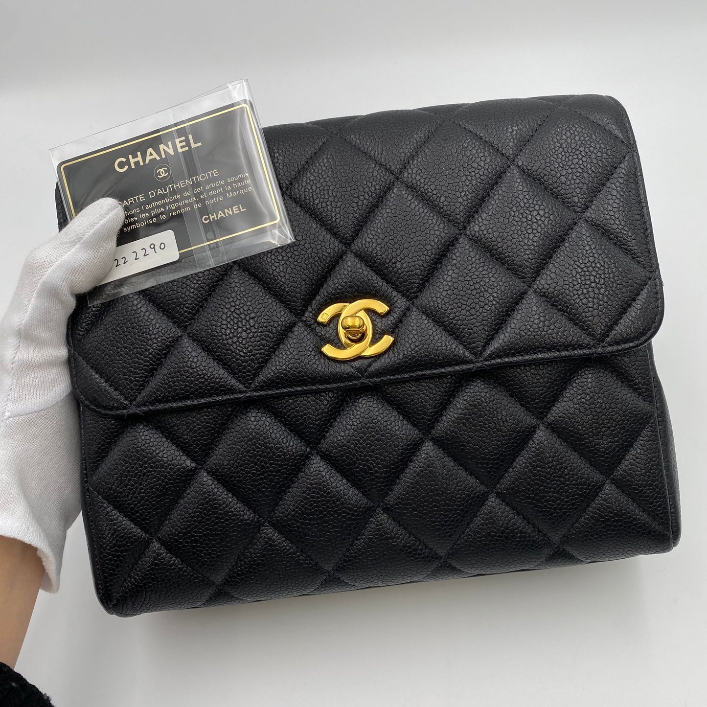 Chanel Vintage Single Flap Black Caviar GHW #4 90222290