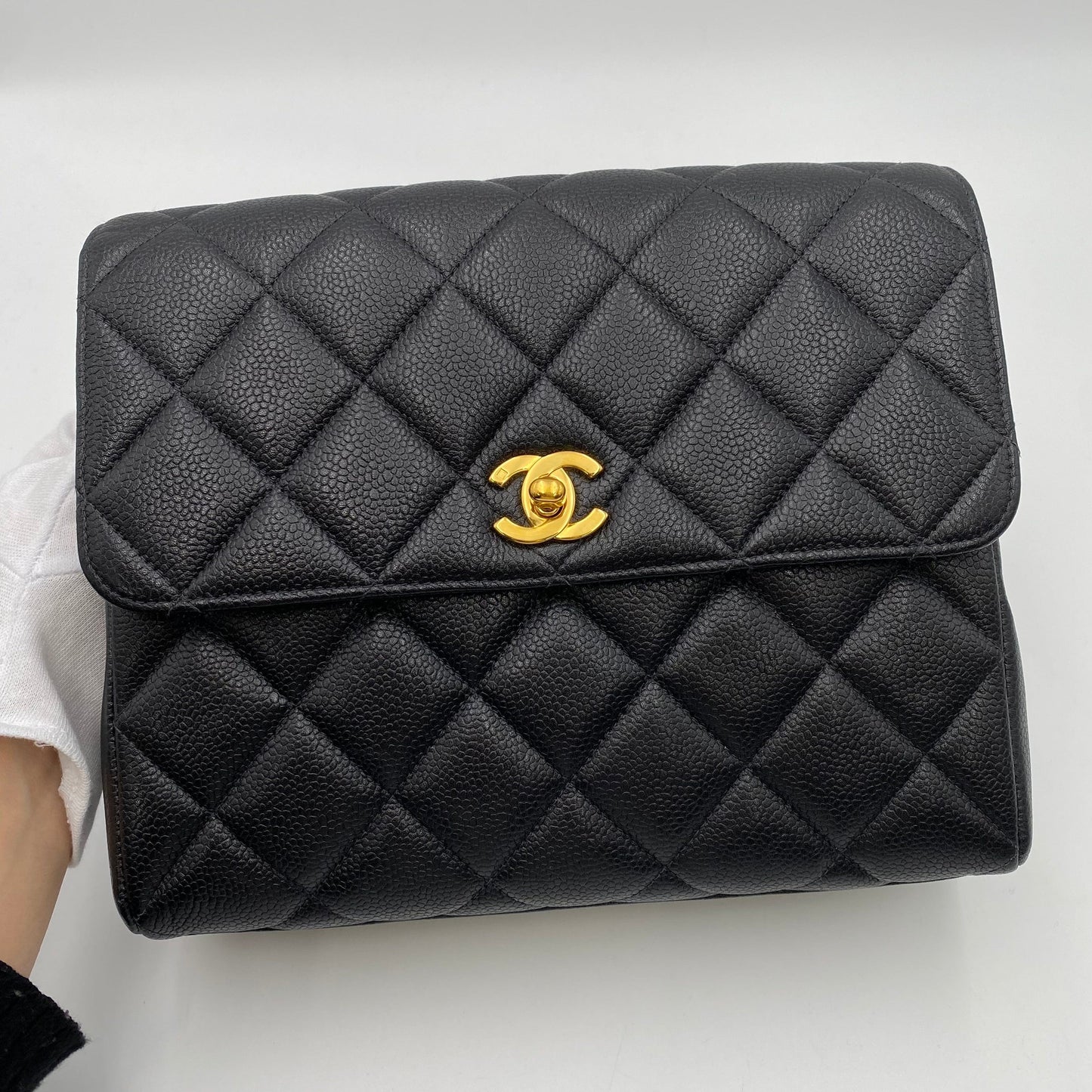 Chanel Vintage Single Flap Black Caviar GHW #4 90222290