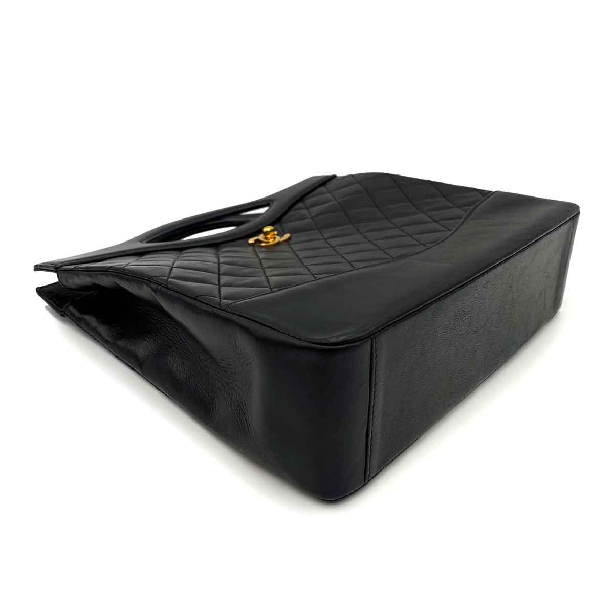 Chanel Vintage Top Handle Tote Black Lambskin GHW #1 90228032