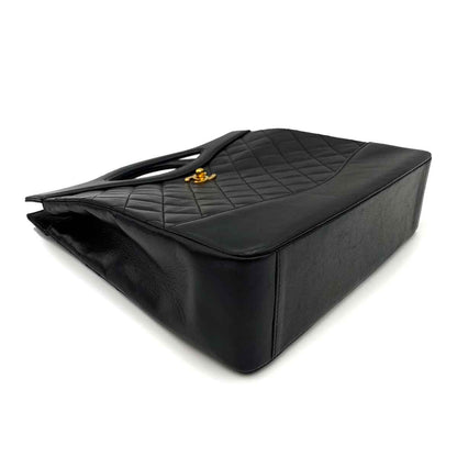 Chanel Vintage Top Handle Tote Black Lambskin GHW #1 90228032