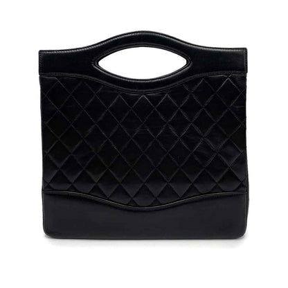 Chanel Vintage Top Handle Tote Black Lambskin GHW #1 90228032