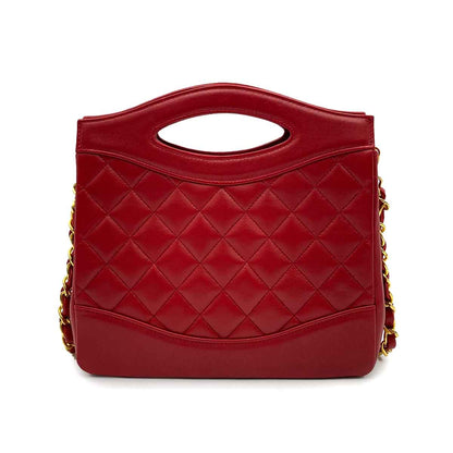 Chanel Vintage Top Handle Tote Red Lambskin GHW #1  90232185