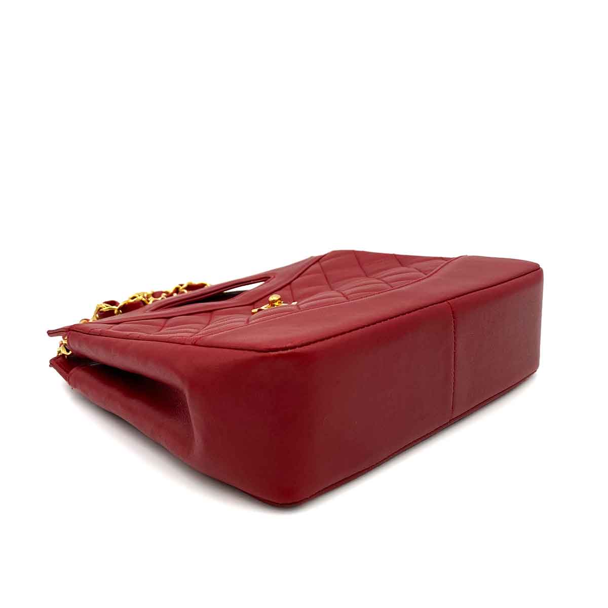 Chanel Vintage Top Handle Tote Red Lambskin GHW #1  90232185